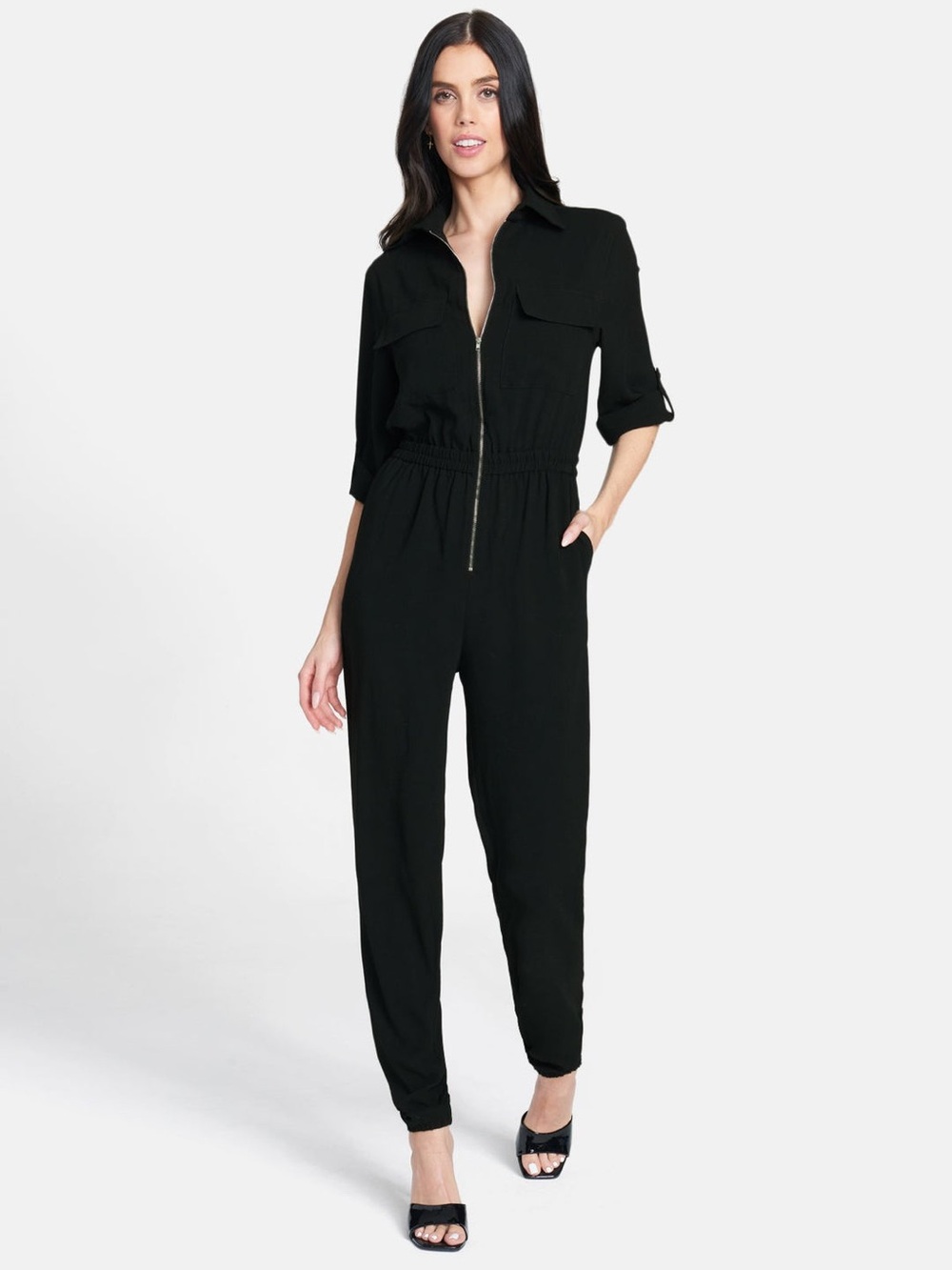 Alloy Apparel Tall Shayna Zip-Up Collared, Pocketed jumpsuit. Black. Small. NWT